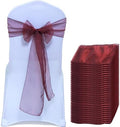 MDS Pack of 10 Organza Chair Sashes for Wedding & Event Décor – Burgundy by MDS