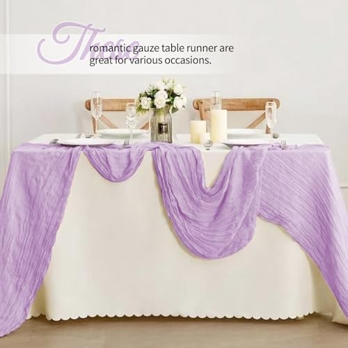 12 Pack Lavender Cheesecloth Table Runner 10Ft, Lilac Purple Table Runners 21.5 x 120 inch,Semi Sheer Cheese Cloth Fabric Runner Bulk for Wedding,Party,Baby Shower,Bridal Shower - Image 4