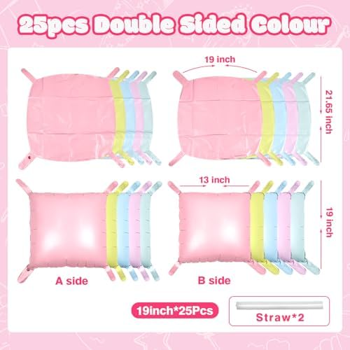 NISOCY 25PCS Pastel Square Foil Balloons Wall Backdrop - Image 2