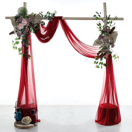 Pack of 1 Wedding Arch Drape Panel Fabric 30" x 50ft - Apple Red - Image 2
