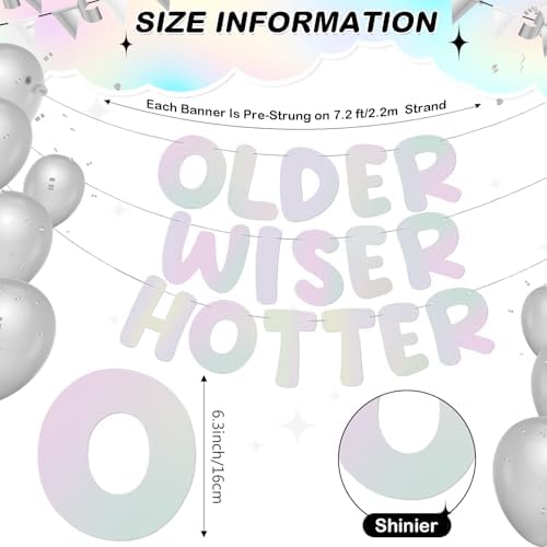 Fulmoon Older Wiser Hotter Banner Birthday sign,Iridescent - Image 2