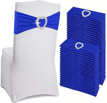 150 Pieces Chair Sashes & Bows - Stretch Spandex Chair Cover Band with Buckle for Wedding, Hotel Banquet, Birthday Party & Home Bulk Decorations (Royal Blue) by Unknown