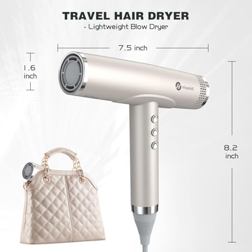 slopehill Professional Hair Dryer with Diffuser, Ionic Hair Dryer,Lightweight Compact Powerful & Fast Salon Blow Dryer with High Speed Brushless Motor, Travel Hairdryer, Women & Men (Ceramic, Stone) - Image 6