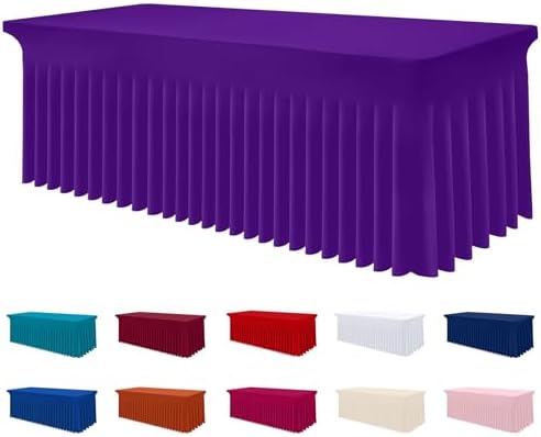 Smiry Spandex Elastic Fitted Table Cloth Skirt for 6FT Rectangle Table by Smiry