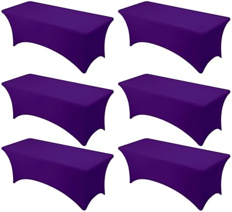 6-Pack Premium Purple Spandex Tablecloths for 8ft Rectangle Tables by DailySet
