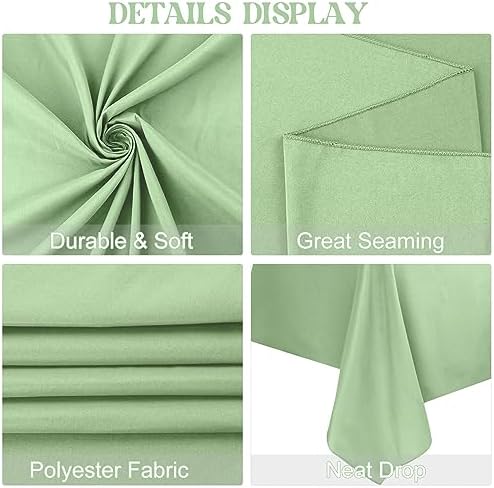 4 Pack Rectangle Tablecloth 60x126 Inch Sage Green Table Cloth for 8 Foot Rectangle Tables Washable Polyester Table Cover for Wedding Dining Tables Parties Banquet（60x126 Sage Green） - Image 4