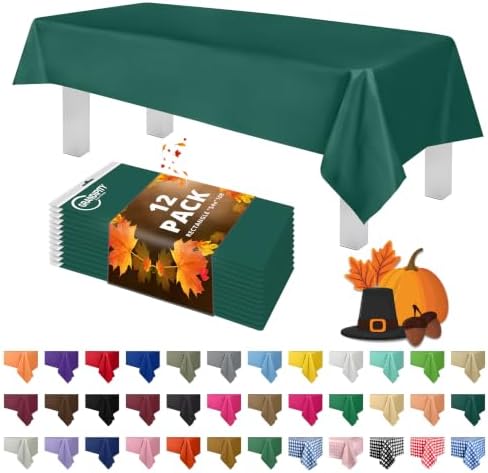 Grandipity Plastic Table Cloth Disposable 12 Pack 54” x 108” Rectangle by Grandipity