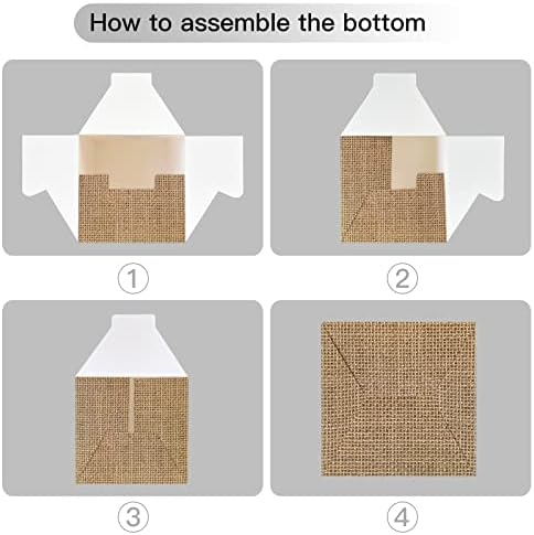 Burlap Print Baby Shower Boxes for Gender Reveal Party Gender Neutral Baby Shower Centerpiece Decor - 4 Pcs Burlap Grain Baby Cubes Baby Blocks with Letters, Rustic Baby Shower Decorations - Image 5