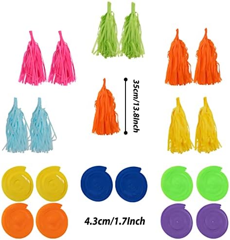 ZERODECO Party Decorations, 41 Pcs Multicoloured Papar Fans Pompoms Garlands String Tissue Paper Tassel for Fiesta Mexican Theme Cinco De Mayo Coco Carnivals Festivals Birthday Party - Image 6