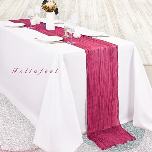 Hot Pink 20 Pack Cheesecloth Table Runner 10FT Boho Fabric Rustic Cheese Cloth Table Runner for Wedding 20 x 120 Inch Long Bridal Shower Baby Shower Gauze Sheer Birthday Party Table Decorations - Image 4