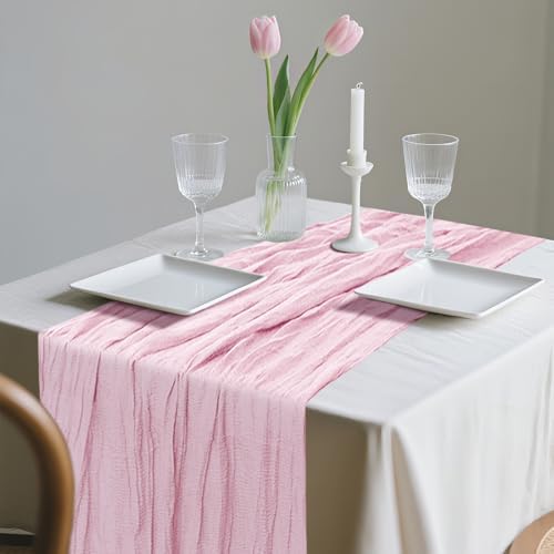 1 Pack Cheesecloth Table Runner 10Ft Christmas Gauze Boho Table Runners for Wedding Decor Bridal Shower Decorations Baby Shower Party(35" x 120") - Image 5