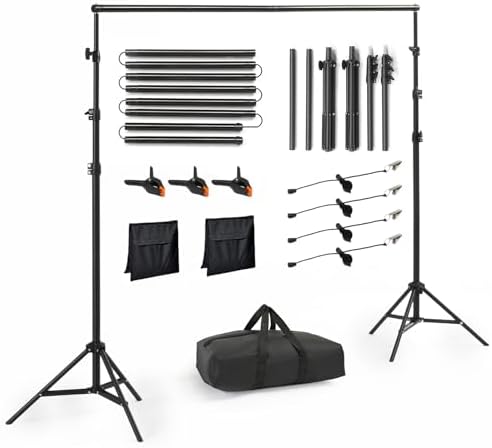 ShowMaven Backdrop Stand, 6.4ft x 10ft Adjustable Photo Background Stand with Carry Bag for Photography Photo Video Studio, Baby Shower, Birthday Party (6.4ftx10ft) by ShowMaven