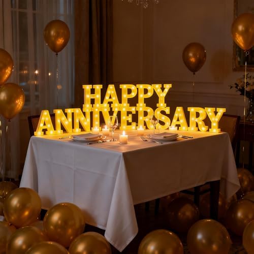 Honoson 16 Pcs Happy Anniversary Decoration Light up Letters Sign by Honoson