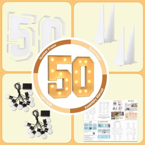 imprsv 50 Marquee Numbers, 3FT Light Up Numbers for 50th Birthday Decor - Image 5