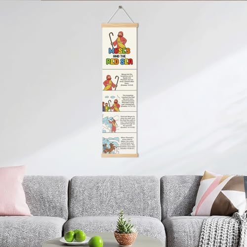 Moses and the Red Sea Banner, Church Banner, Christian Rustic Hanging Door Flag, Farmhouse Decorations Outdoor Indoor, Church Activity Decor, Bible Lesson, Scripture and Words Decorations - Image 6