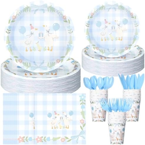 Havawish 175 Pcs One Silly Goose Birthday Decoration Party Tableware, Blue by Havawish