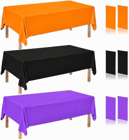 6 Pack Halloween Plastic Tablecloth Disposable, Orange Black Purple by EUVBOKW