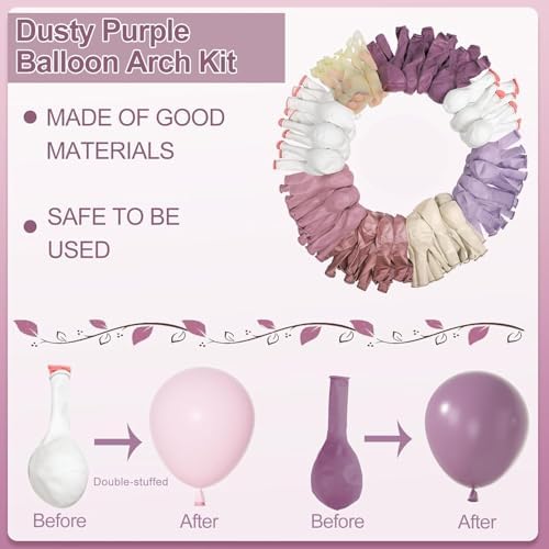 Amandir 173Pcs Dusty Purple Balloon Arch Garland Kit - Image 3