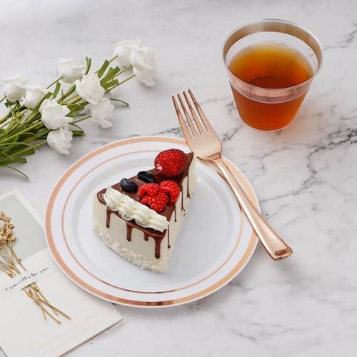 BESTVIP 600 Pcs Rose Gold Plastic Dinnerware Set for 100 Guests - Image 3