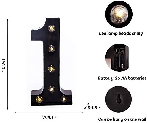 Foaky Black Marquee Numbers, Light Up Numbers, Lights Sign for Night Light Wedding Birthday Party Battery Powered Christmas Lamp Home Bar Decoration - Image 3