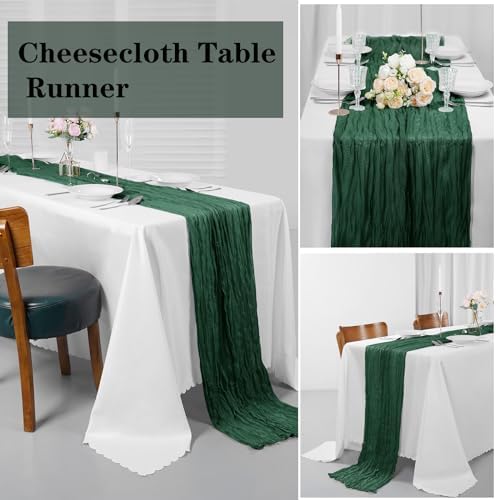 Bailarina 25 Pack Cheesecloth Table Runner 17x108 Inch Long Gauze Cheese Cloth 9ft Wrinkled Sheer Table Runner for Wedding Reception Birthday Party Table Decoration (Emerald Green) - Image 6
