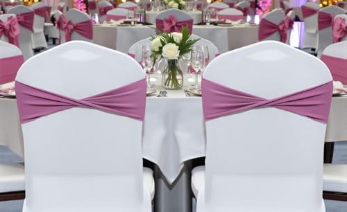 MDS Pack of 100 Spandex Chair Sashes Without Slider Buckles – Dusty Pink - Image 6