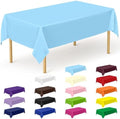 QZYL 12 PCS SkyBlue Plastic Tablecloths, 54 in x 108 in Dinner Table Cloths, Rectangle Table Cover for Birthday Party Family Gathering Wedding by QZYL