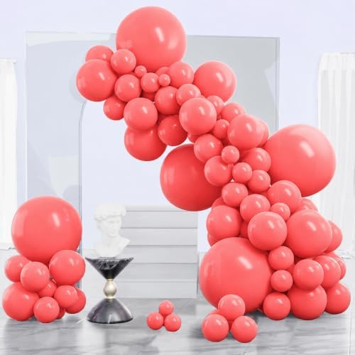 PartyWoo Coral Balloons 140pcs Pastel Light Red Coral Color Different Sizes by PartyWoo