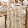 Artoid Mode Beige Gauze Flocking White Dots Table Runner 10FT,Seasonal Sheer Dining Table Decor for Wedding Anniversary Holiday Birthday Home Party by ArtoidMode