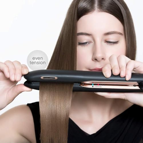 Panasonic nanoe Flat Iron for Healthy, Shiny Hair, Hair Styling Iron with 1-inch Ceramic Plates and Intuitive Heat Technology, for Straightening, Smoothing and Curling - EH-HS99-K (Black/Rose Gold) - Image 4
