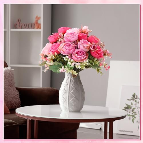 Geosar 8 Bundles Artificial Peonies Flowers,Rose Pink, Light Pink - Image 5
