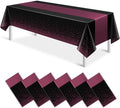 6Pcs Black and Maroon Purple Tablecloth Party Decorations,Plastic Black Table Cloth Printed Maroon Purple Table Runner Disposable Rectangle Table Cover for Birthday Wedding Graduation Party,54x108Inch by MASHAN