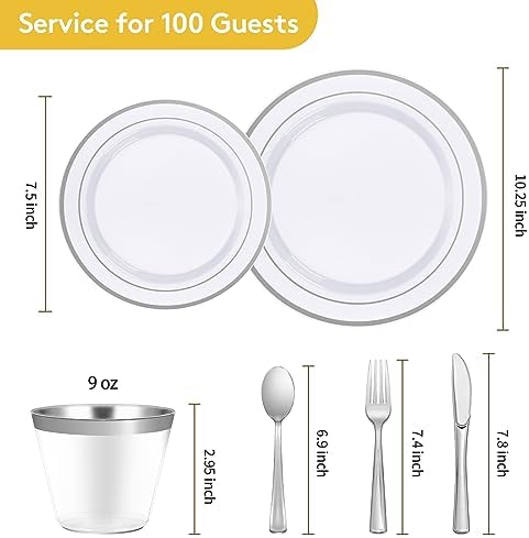 Goodluck 600 Plastic Piece Disposable Silver Plates for 100 Guests - Image 3