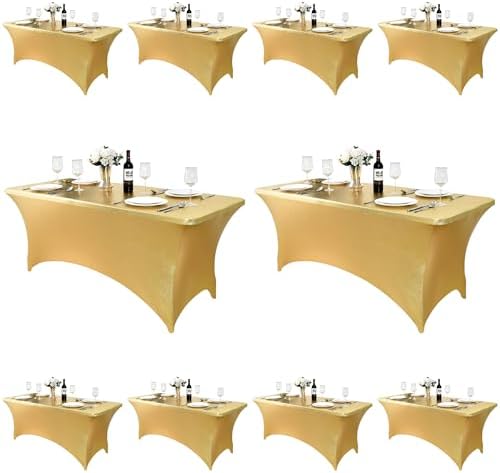 10-Pack 6ft Spandex Table Covers for Rectangle Standard Folding Tables - Wrinkle Resistant Stretch Tablecloths - Ultimate Fitted Table Protector for Parties, Banquet, Wedding by Unknown