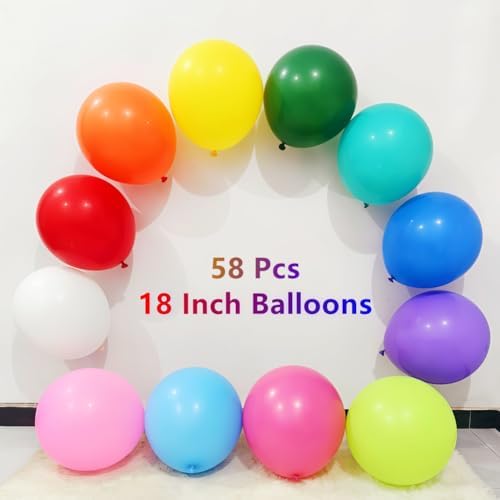 58 Pack Rainbow Balloons 18 Inch Assorted Colors Latex Multicolor Balloon 12 Kinds Colorful Large Balloons for Birthday Wedding Baby Shower Anniversaries Store Party Decorations - Image 5