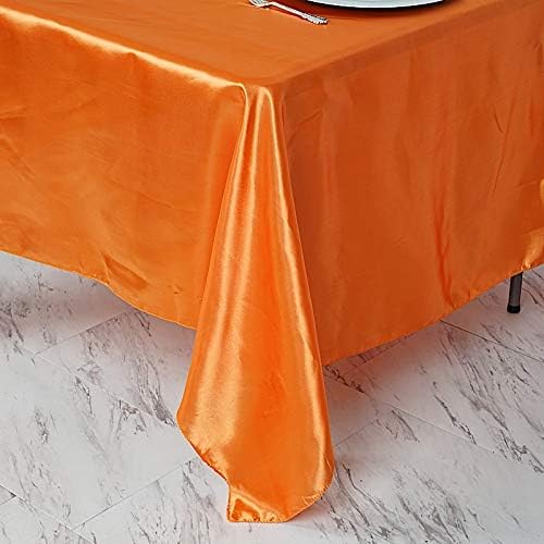 BalsaCircle 10 pcs 72x72 inch Orange Square Tablecloth Satin Fabric Overlays Linens | Table Cloths Cover for Wedding Party Banquet Reception Events Decoration Kitchen Dining Events Kitchen Dining - Image 2
