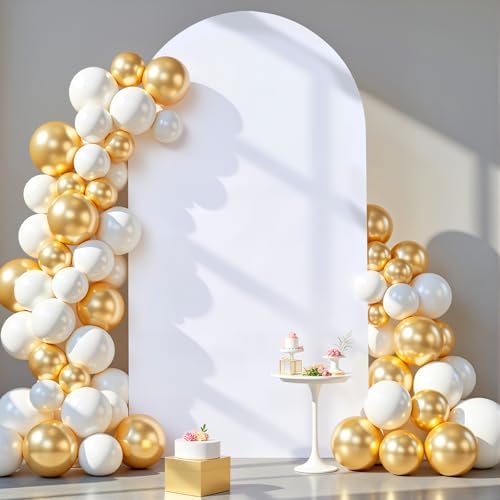 6.6 ft Arch Backdrop Cover White - Double-Sided Spandex Arch Covers Stretchy Backdrop for Balloon Arches Birthday Party Baby Shower Banquet Wedding Photo Background by Unknown