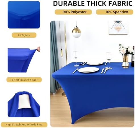 6-Pack 6ft Spandex Table Covers for Rectangle Standard Folding Tables - Wrinkle Resistant Stretch Tablecloths - Ultimate Fitted Table Protector for Parties, Trade Shows, Wedding - Image 2