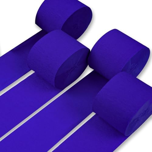 PartyWoo Blue Crepe Paper Streamers 4 Rolls 328 ft Pack of Royal Blue Crepe Paper Rolls for Graduation Wedding Baby Shower Gender Reveal Birthday Party Decorations (1.8 Inch x 82 Ft/Rolls) by PartyWoo