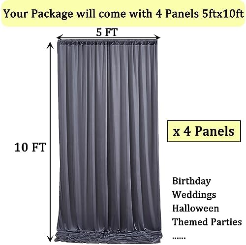 20ft x 10ft Wrinkle Free Charcoal Backdrop Curtain for Parties, 4 Panels 5x10ft Silky Polyester Photo Backdrop Drapes for Wedding Birthday Party Photography Background Backdrop Stand - Image 6