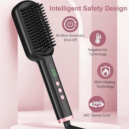 Hair Straightener Brush - SIQUER Ionic Hair Straightening Brush - Image 4