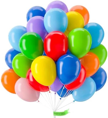 PartyWoo Assorted Colors Rainbow Balloons 50pcs Multicolor Colorful 12 Inch by PartyWoo