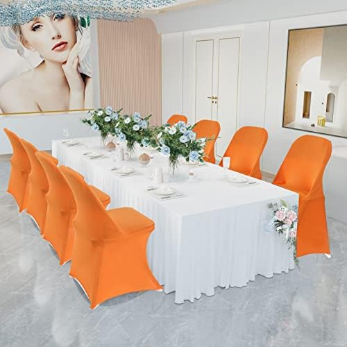 HAINARverS Folding Chair Covers for Wedding, 10pcs Orange - Image 3