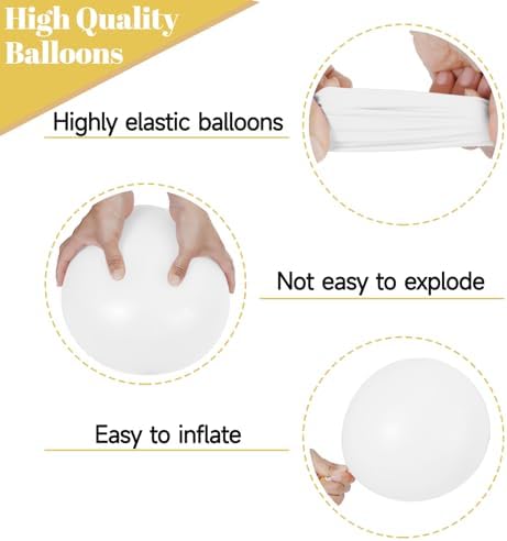 68Pcs Sand White Gold Confetti Balloons Kit 12 Inch Ballons Beige Pearl White Balloon Gold Party Balloons with Ribbons for Birthday Wedding engagement Baby Shower Graduation Decorations. - Image 3