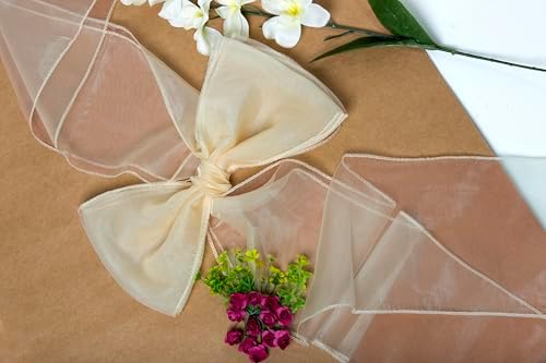 MDS Pack of 125 Organza Chair Sashes for Wedding & Event Décor – Beige - Image 5
