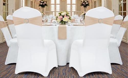 Pack of 100 Spandex Chair Sashes for Wedding Party & Event – Champagne Gold - Image 6