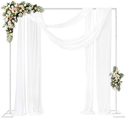 Fomcet 8FT x 8FT Backdrop Stand Heavy Duty with Base, White Portable Adjustable Pipe and Drape Backdrop Stand Kit, Square Metal Arch Party Frame for Wedding Birthday Parties Banquet Decorations by Fomcet