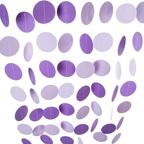 Purple Lavender Paper Garland Circle Dots Party Garland Streamer Backdrop Hanging Decorations, 2.5" in Diameter, 20 Feet in Total - Image 3