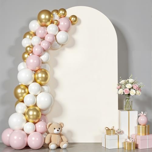 6.6 ft Arch Backdrop Cover Beige - Double-Sided Spandex Arch Covers Stretchy Backdrop for Balloon Arches Birthday Party Baby Shower Banquet Wedding Photo Background by Unknown