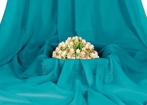 45 Yard Chiffon Fabrics, 44" Wide, Lightweight, Sheer – Peacock Blue - Image 2